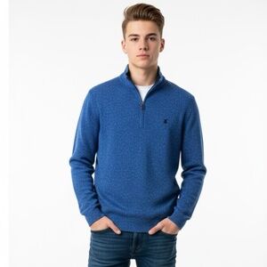 NBW Royal Blue & White IZOD Pullover w/ Chest Zipper